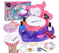 Herenear Pintauñas Niñas Regalo Niña, 39 Pcs Salón Manicura Uñas Niñas, Lavable Kit Uñas, Kit Manicura Niños, Juego Uñas Niñas con Secador de Uñas, Nail Art Maquillaje Regalo Niña 6-12 Años