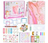 Herenear Scrapbook Accesorios Set, 92 Piezas DIY Diario Set con cuaderno A5, Love Paper Clip, 8 Hojas de pegatinas con 100+ Diseños, DIY Scrapbook Regalo para niñas Foto Álbum Diario Decoración