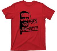 Here's Johnny T Tshirts Camisetas y Tops The Shining Stanley Kubrick Stephen King Overlook Hotel Horror Movie tee (S, Red)(X-Large)