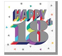 Here's To 18 servilletas de papel para fiestas, 5 x 5 pulgadas, paquete de 16
