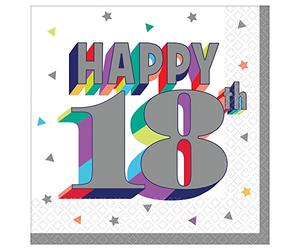 Here's To 18 servilletas de papel para fiestas, 5 x 5 pulgadas, paquete de 16