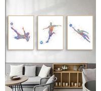Herfair Juego de 3 pósteres modernos y coloridos de fútbol en blanco y negro, imágenes artísticas para habitación infantil, salón, decoración de pared para adolescentes y niños, sin marco (balón de