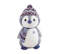 Herfair Peluche de pingüino, muñeca de peluche con capucha, pingüino, regalo (27 cm, gris)