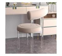 HerfsT Silla de Comedor con Respaldo de acrílico Transparente, Taburete de Cristal sin Brazos, Silla de Maquillaje de Cristal avanzado para Dormitorio, Comedor y Oficina (Blanco)
