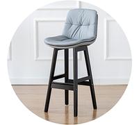 HerfsT - Taburete de bar con marco de madera negro con respaldo, asiento de doble capa y reposapiés amplio, taburetes de bar para recepción de restaurante (tamaño: 61 cm, color: gris oscuro) Feito na