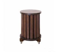 HerfsT Taburete Redondo de Madera Maciza Todo en uno, Silla de Comedor, Taburete Redondo apilable y Multifuncional, Juego de 4 taburetes con Ruedas para Sala de Estar y Dormitorio (marrón)