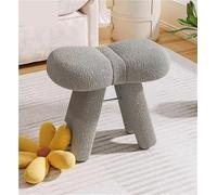 HerfsT Taburete tapizado para tocador, Silla de Maquillaje con Forma de Lazo, reposapiés pequeño otomano, Taburete para manicura para Dormitorio, Sala de Estar o Entrada, 50 x 30 x 45 cm (Gris)