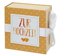 Hergo, Glück schenken 2034 Caja de regalo, cartón con lazo de tela, multicolor, 13 x 13 cm