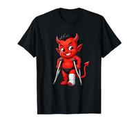 Herido Little Devil Muletas Recuperación Humor Camiseta