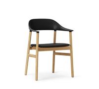 Herit Silla de Comedor con Reposabrazos Tapizada en Piel Roble/ Negro