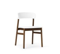 Herit Silla de Comedor Tapizada en Cuero Roble Ahumado/ Blanco