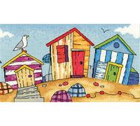 Heritage Crafts Beach Huts Counted Cross Stitch Kit - Aida by Heritage Crafts