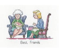 Heritage Crafts Kit de bordado de punto de cruz - Mejores amigos (Aida)