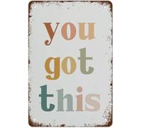 Heritage Keep Trying Phrase Playful Tin Sign For Art Room 12x8 Inch