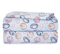 Heritage Kids Juego de sábanas de 4 Piezas, Incluye sábana encimera, sábana Bajera Ajustable y 2 Fundas de Almohada, Estampado Deportivo, matrimonial, Azul (K687912)