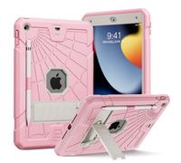 Herize Funda para iPad 10.2 de 9ª/8ª/7ª generación para niños y niñas, funda protectora a prueba de golpes con soporte y soporte para lápices, rosa y blanco