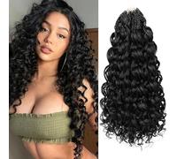 Herkeymidy GoGo Curl Crochet Hair 14 Inch 8 Packs Pre Looped Ocean Wave Crochet Hair Deep Twist Crochet Synthetic Braiding Hair for Women (1B, 18INCH)