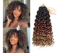 Herkeymidy GoGo Curl Crochet Hair 14 Inch 8 Packs Pre Looped Ocean Wave Crochet Hair Deep Twist Crochet Synthetic Braiding Hair for Women (1B/30/27, 14INCH)