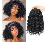 Herkeymidy GoGo Curl Crochet Hair 14 Inch 8 Packs Pre Looped Ocean Wave Crochet Hair Deep Twist Crochet Synthetic Braiding Hair for Women (1B, 14INCH)