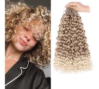 Herkeymidy GoGo Curl Crochet Hair 14 Inch 8 Packs Pre Looped Ocean Wave Crochet Hair Deep Twist Crochet Synthetic Braiding Hair for Women (27/613, 14INCH)