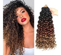 Herkeymidy GoGo Curl Crochet Hair 14 Inch 8 Packs Pre Looped Ocean Wave Crochet Hair Deep Twist Crochet Synthetic Braiding Hair for Women (1B/30/27, 18INCH)