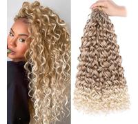 Herkeymidy GoGo Curl Crochet Hair 14 Inch 8 Packs Pre Looped Ocean Wave Crochet Hair Deep Twist Crochet Synthetic Braiding Hair for Women (27/613, 18INCH)