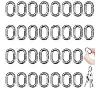 HERKINDNESS 30 Piezas Mini Mosqueton, Hebillas de Resorte de Metal, Ovaladas Mosquetones Pequeños, Plateado Cierres Puerta de Monedero Anillo, para Bolsos, Llaves, Decoraciones de Llaveros