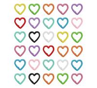 HERKINDNESS 30 Piezas Mosquetones Pequeños Forma de Corazón, Mosquetones para Bolsos Colores, Mosquetón con Superficie Pintada, para Llavero, Mochila, Accesorios para Manualidades