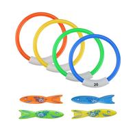 HERKINDNESS 8 Piezas Juguetes para Nadar y Buceo Bajo Agua, Anillos Digitales y Torpedos de Hundimiento Rápido para Entrenamiento, Fiestas en Piscina