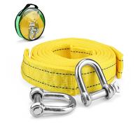 HERKINDNESS Cuerda de Remolque, Eslinga Cuerda de Remolque de 4 M y 5 T (11,000 LB) con Tiras Reflectantes, Eslinga Emergencia con 2 Ganchos con Anilla en U de Seguridad y Bolsa