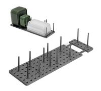 HERKINDNESS Escurridor Ajustable para Platos y Utensilios, con 12 Columnas de Soporte, Escurridor Gris para Platos, Tazas y Tapas, Organizador de Cocina y Cajón