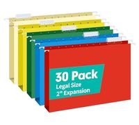 HERKKA Carpetas colgantes de tamaño legal de capacidad extra, paquete de 30 carpetas colgantes reforzadas de tamaño legal con expansión resistente de 2 pulgadas, diseñadas para archivos voluminosos,