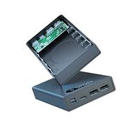 Herklotzn DIY 5X18650 - Carcasa de batería externa extraíble portátil con batería de carga y almacenamiento de iluminación LED