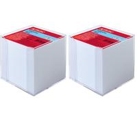 Herlitz 10410801 - Cubo transparente con bloc de notas (9 x 9 x 9 cm), 700 hojas blancas (Paquete de 2)