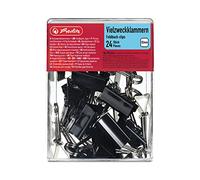 Herlitz 10411155 - Caja de pinzas pala abatibles (24 unidades, 32 mm)