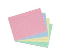 Herlitz 10836211 - Paquete de 200 notas rayadas A6, multicolor | rosa, azul, amarillo y verde, para la escuela, el estudio y la oficina