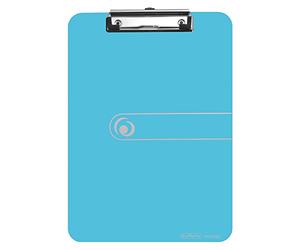 Herlitz 10842409 portapapeles A4, papel de estraza funda con mecanismo de sujeción y gancho para colgar, FSC Mix, color rojo, color azul claro