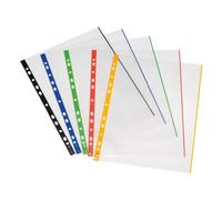 Herlitz 10914422 - Cartera para documentos (A4, polipropileno, transparente con borde de colores, 10 unidades)