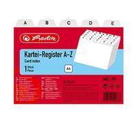 Herlitz 1500669 - Tarjetero de plástico A6 indizado de la A-Z, Color Blanco