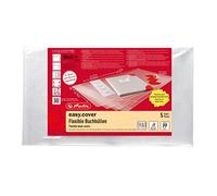 Herlitz 50014750 - Funda para libros escolares (5 unidades, bolsa de plástico), transparente