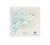 Herlitz 50033522 - Bloc espiral, Cuaderno, Bloc de notas (14,8 x 14,8 cm, 100 hojas, diseño de Ginkgo, 5 unidades)