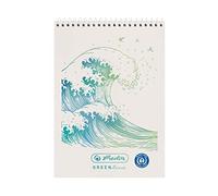 herlitz 50033553 Greenline Wave - Cuaderno de espiral (A7, 50 hojas, cuadriculado), diseño de ondas