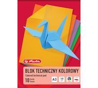 Herlitz® Bloque Técnico De Color | Formato De Hoja A3 | 10 Tarjetas De Colores | Papel De Dibujo Multicolor, Pintura De Lápices, Dibujo De Lápiz, Cortar | Peso 160 g/m² | Práctico