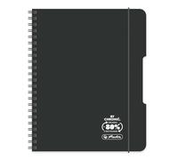 Herlitz® Brulion en espiral B5 80 Hojas a cuadros | Cuaderno escolar | Cuaderno de notas de estudio | Cuaderno de escritura para estudiantes | Aprendizaje de Caligrafía | ECO PP COLORS negro