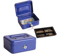 Herlitz Caja Fuerte Metálica Azul 25,5x18,5x8 cm Con Cerradura 2 Llaves