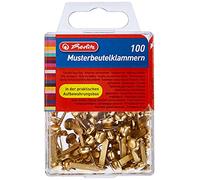 Herlitz - Clips de bolsa de muestras, cabeza plana;unidades, en caja para colgar, metal 100 Stück