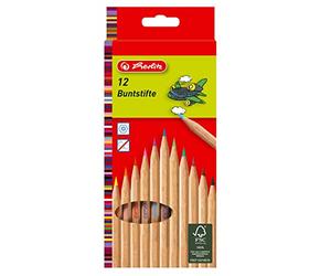 Herlitz FSC Wood 10 lápices de colores jumbo barnizados en caja colgante 10 piezas en caja colgante - 10 colores 12 colores naturales