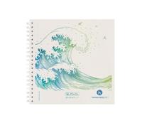 Herlitz Greenline 50033515 - Cuaderno espiral (14,8 x 14,8 cm, 100 hojas, punteado, diseño de onda)