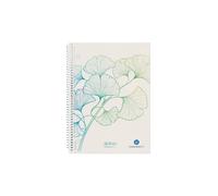 Herlitz Greenline Ginkgo - Cuaderno de espiral (A5, 70 hojas, cuadriculado)