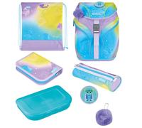 Herlitz Greenline - Juego de 7 mochilas escolares de botellas recicladas de PET (1ª clase, 18 L), diseño de niño y niña, Púrpura Turquesa, 38 x 28 x 23 cm, 18 l